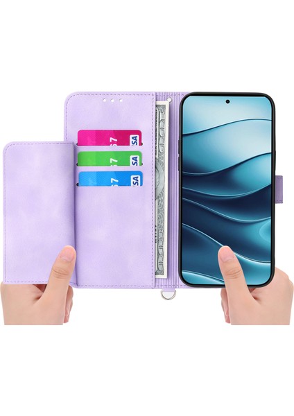 Xiaomi Redmi Için Not 14 5G-14 4G Kılıf Çiçek Desenli Pu Deri Cüzdan Telefon Kapağı Askı-Açık Mor (Yurt Dışından) fiyatları