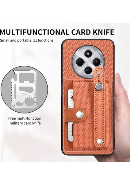 Xiaomi Redmi 14C 4G-14R 5G-Poco C75 4G Bileklik Anti-Drop Deri Arka Kapak Kart Tutucu-Kahverengi Telefon Kılıfı (Yurt Dışından) fırsatları