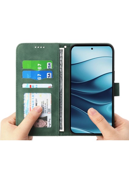 Dıerfeng Df-03 Xiaomi Redmi Note 14 5G-14 4G Hatları Baskı Cüzdan Telefon Kapağı-Yeşil (Yurt Dışından) fiyatları