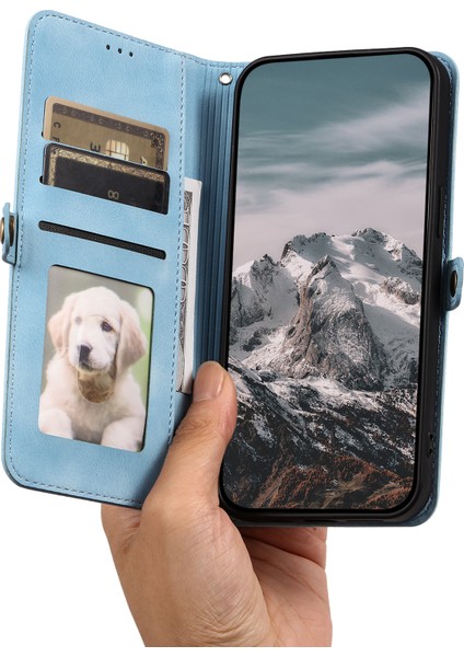 Xiaomi 15 Kılıf Için Skin Feel Totem Baskılı Cüzdan Deri Telefon Kapağı-Göl Mavisi (Yurt Dışından) modelleri