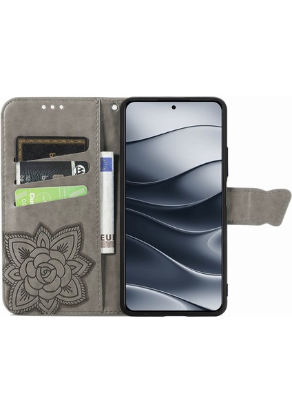 Xiaomi Redmi Note 14 5G Kılıf Pu Deri Cüzdan Telefon Kapağı Desenli-Gri (Yurt Dışından) fiyatları