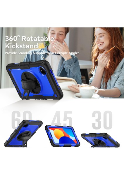 Xiaomi Redmi Pad Se 4G 8.7 Inç Kılıf El Kayışı Pc + Silikon Tablet Kapak Pet Ekran Koruyucu-Koyu Mavi Pc Için (Yurt Dışından) modelleri