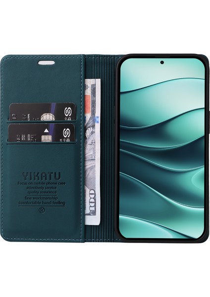 Xiaomi Redmi Note 14 5G Kılıf Deri Telefon Kılıfı Güçlü Manyetik Kapatma-Yeşil (Yurt Dışından) fiyatları