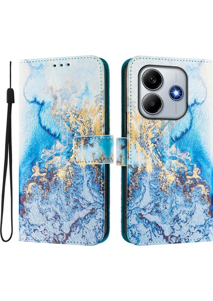 Xiaomi Redmi Note 14 5G Kılıf Desen Baskı Cüzdan Telefon Kılıfı Askı-Okyanus Mermeri Için (Yurt Dışından) fırsatları