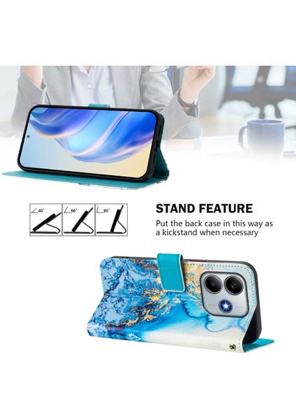 Xiaomi Redmi Note 14 5G Kılıf Desen Baskı Cüzdan Telefon Kılıfı Askı-Okyanus Mermeri Için (Yurt Dışından) indirimleri