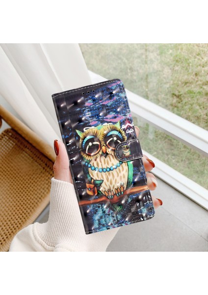 Xiaomi Redmi A4 5G Kılıf Pu Deri Cüzdan Telefon Kapağı 3D Desen Baskı-Baykuş (Yurt Dışından) modelleri