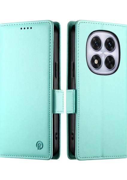 Df-010 Xiaomi Redmi Note 14 Pro 5G Pu Deri Cüzdan Telefon Kılıfı-Nane Yeşili (Yurt Dışından)