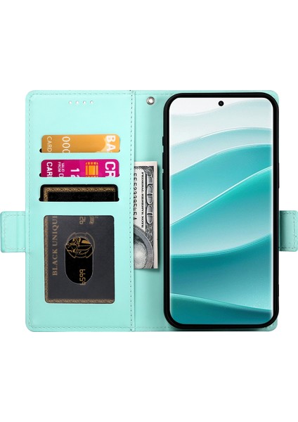 Df-010 Xiaomi Redmi Note 14 Pro 5G Pu Deri Cüzdan Telefon Kılıfı-Nane Yeşili (Yurt Dışından)