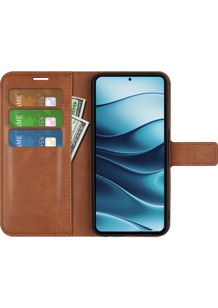 Xiaomi Redmi Note 14 5G-14 4G Çizilmez Buzağı Dokulu Deri Telefon Kılıfı-Açık Kahverengi (Yurt Dışından) modelleri