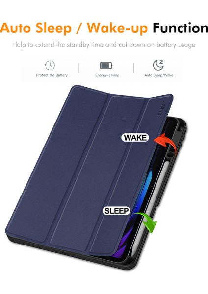 Xiaomi Pad 7 Pro-Xiaomi Pad 7 Enkay Üç Katlı Pu Deri+Tpu Kalem Tutuculu Akıllı Kapak-Gri (Yurt Dışından)