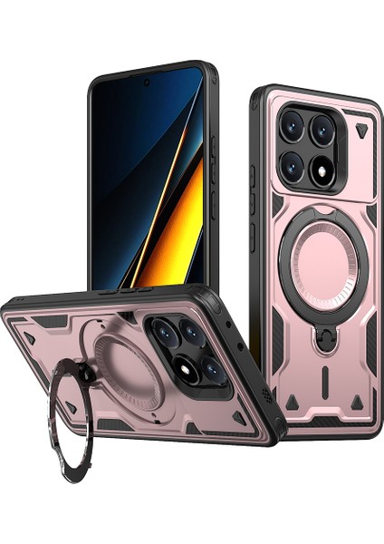 Xiaomi Poco X6 Pro 5G-Redmi K70E 5G Kılıf Magsafe Askeri Koruma Pc + Tpu Telefon Kapağı İle Uyumlu-Gül Altın (Yurt Dışından)