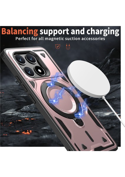 Xiaomi Poco X6 Pro 5G-Redmi K70E 5G Kılıf Magsafe Askeri Koruma Pc + Tpu Telefon Kapağı İle Uyumlu-Gül Altın (Yurt Dışından) modelleri