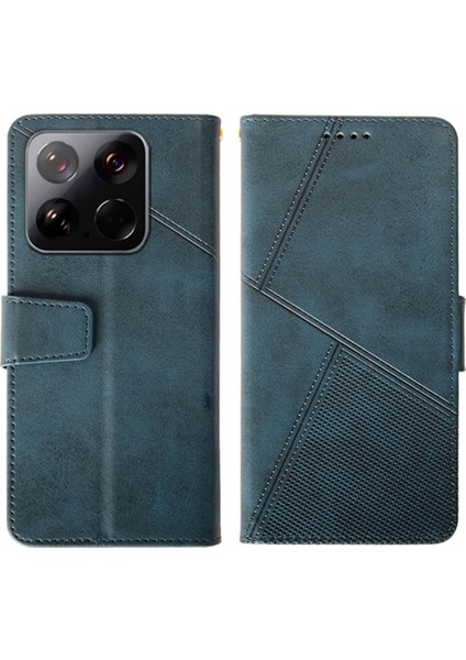Xiaomi 15 Kılıf Deri Cüzdan Telefon Kapağı Buzağı Doku-Mavi (Yurt Dışından)