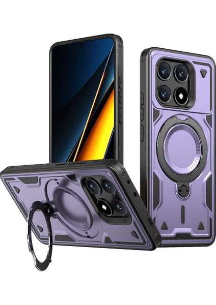Xiaomi Poco X6 Pro 5G-Redmi K70E 5G Kılıf Magsafe Askeri Koruma Pc + Tpu Telefon Kapağı İle Uyumlu-Mor (Yurt Dışından)