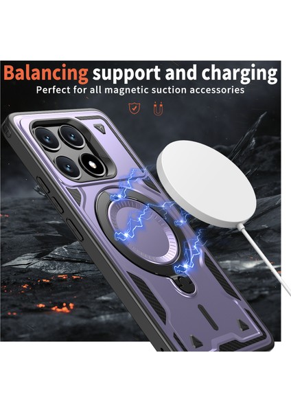 Xiaomi Poco X6 Pro 5G-Redmi K70E 5G Kılıf Magsafe Askeri Koruma Pc + Tpu Telefon Kapağı İle Uyumlu-Mor (Yurt Dışından)