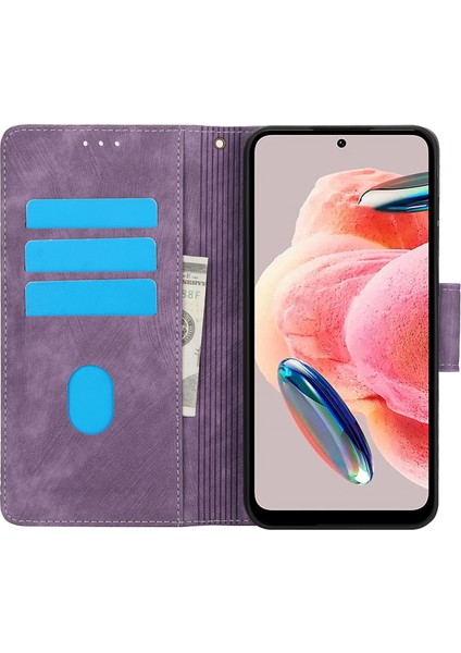Xiaomi Poco C75 4G-Redmi 14R 5G-14C 4G Kılıf Çiçek Deri Cüzdan Telefon Kapağı El Kayışı Ile-Mor (Yurt Dışından)