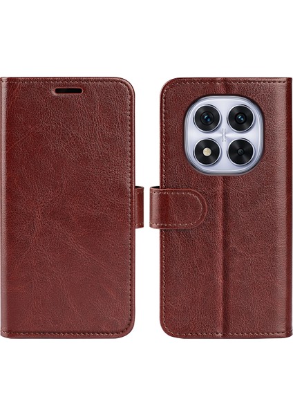 Xiaomi Redmi Note 14 Pro 5G Cüzdan Kılıfı Crazy Horse Dokulu Deri Telefon Kapağı-Kahverengi (Yurt Dışından)