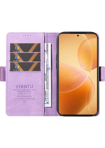 Xiaomi 14T Pro Kılıf Için Pu Deri Cüzdan Telefon Kapağı Cilt Dokunmatik Duygu-Mor (Yurt Dışından)