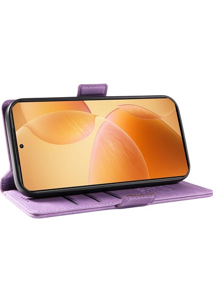 Xiaomi 14T Pro Kılıf Için Pu Deri Cüzdan Telefon Kapağı Cilt Dokunmatik Duygu-Mor (Yurt Dışından)