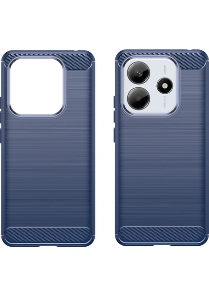 Xiaomi Redmi Note 14 5G Kılıf Karbon Fiber Doku Tpu Fırçalanmış Telefon Kapağı-Mavi Için (Yurt Dışından)