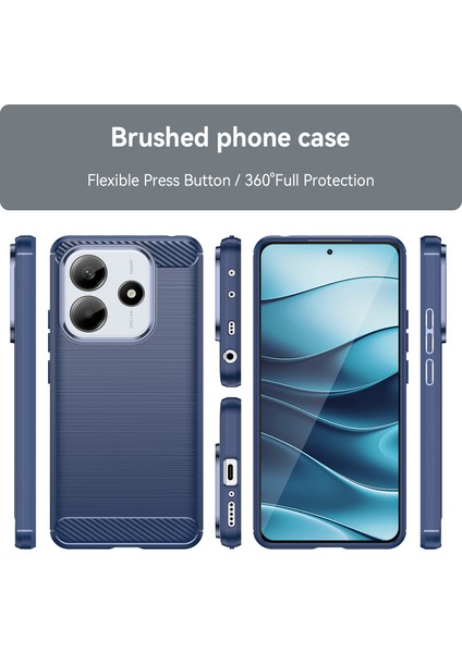 Xiaomi Redmi Note 14 5G Kılıf Karbon Fiber Doku Tpu Fırçalanmış Telefon Kapağı-Mavi Için (Yurt Dışından)