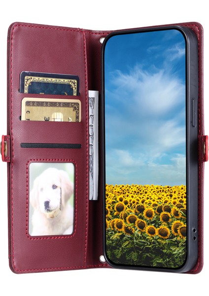 Xiaomi 15 Için Askılı Cüzdan Telefon Kılıfı-Şarap Kırmızısı (Yurt Dışından) fiyatları