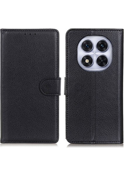 Xiaomi Redmi Note 14 Pro 4G Cüzdan Kılıf Pu Deri Telefon Kapağı Litchi Doku-Siyah (Yurt Dışından)
