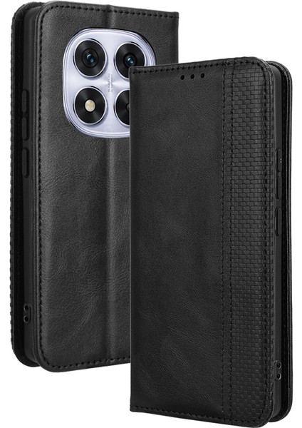 Xiaomi Redmi Note 14 Pro+ 5G-Note 14 Pro 5G Cüzdan Retro Doku Telefon Kapağı-Siyah (Yurt Dışından)