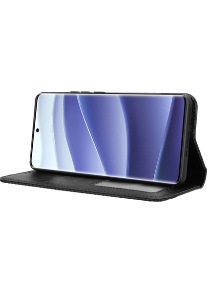 Xiaomi Redmi Note 14 Pro+ 5G-Note 14 Pro 5G Cüzdan Retro Doku Telefon Kapağı-Siyah (Yurt Dışından)