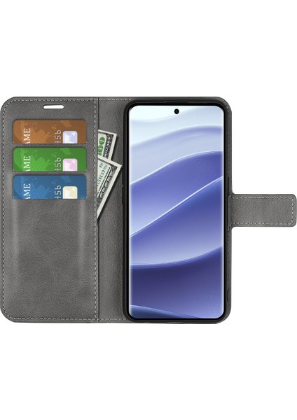 Xiaomi Redmi Note 14 Pro 5G Çizilmez Buzağı Dokulu Deri Telefon Kılıfı-Gri (Yurt Dışından) modelleri