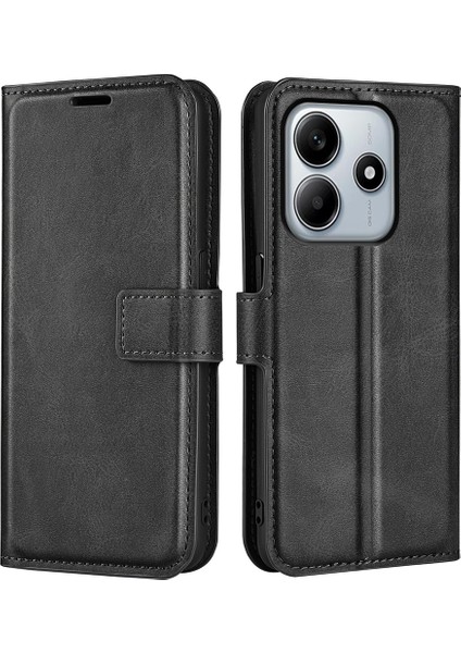 Xiaomi Redmi Note 14 5G-14 4G Çizilmez Buzağı Dokulu Deri Telefon Kılıfı-Siyah (Yurt Dışından)