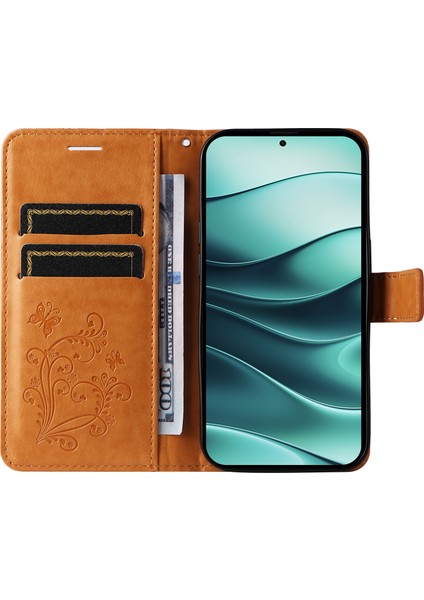 Xiaomi Redmi Note 14 5G Kılıf Deri Telefon Kapağı-Sarı (Yurt Dışından)