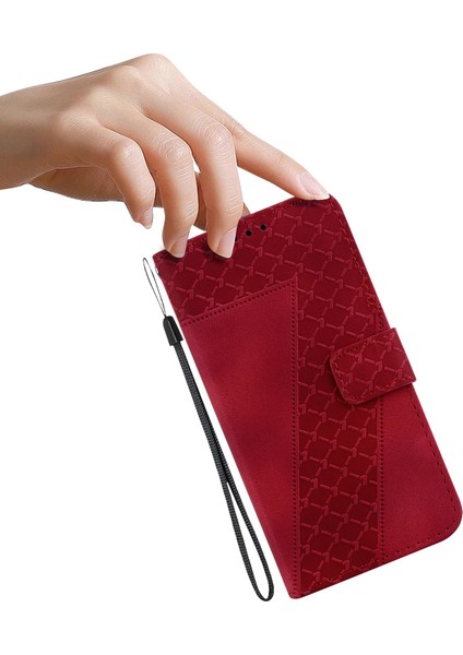 Xiaomi Redmi Note 14 Pro 5G 7 Şekilli Desen Baskı Deri Telefon Kapağı-Kırmızı (Yurt Dışından)