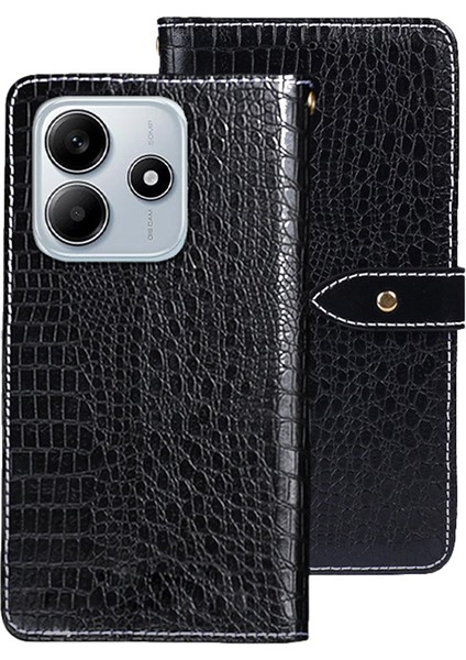Xiaomi Redmi Note 14 5G-14 4G Kılıf Timsah Dokulu Pu Deri Flip Telefon Kapağı-Siyah (Yurt Dışından)