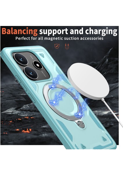 Xiaomi Redmi Note 14 5G Kılıf Magsafe Askeri Koruma Pc+Tpu Telefon Kapağı İle Uyumlu-Bebek Mavisi (Yurt Dışından)