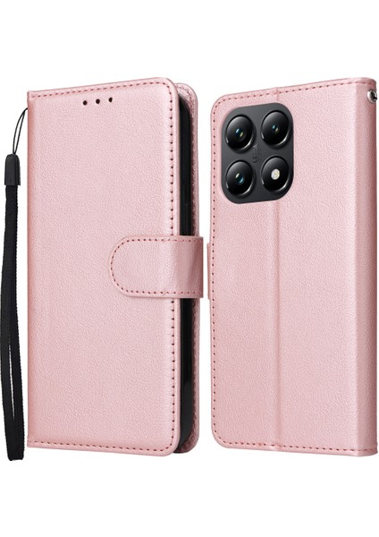 Xiaomi 14T Kılıf Cüzdan Görünümü Için Pu Deri Telefon Kapağı-Gül Altın (Yurt Dışından)