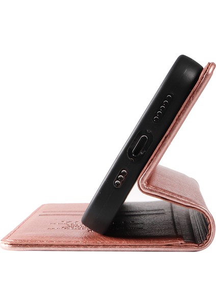 Xiaomi Redmi Için Not 14 Pro 5G-14 Pro+ 5G Kılıf Cüzdan Litchi Tahıl Deri Telefon Kapağı Manyetik Otomatik Emilmiş-Gül Altın (Yurt Dışından)