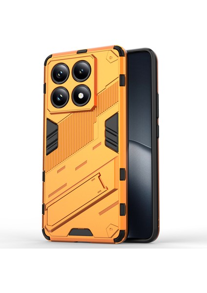Xiaomi 14T Pro Kılıf Pc+Tpu Standlı Darbeye Dayanıklı Telefon Kılıfı-Turuncu (Yurt Dışından)