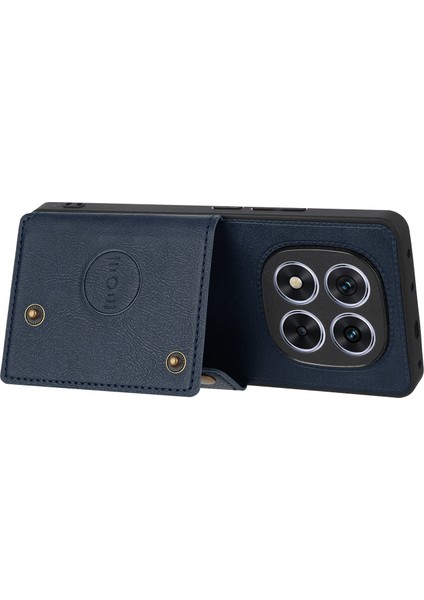 Xiaomi Redmi Note 14 Pro 5G Kılıf Kart Yuvaları Deri + Tpu Telefon Kapağı-Mavi Için (Yurt Dışından)