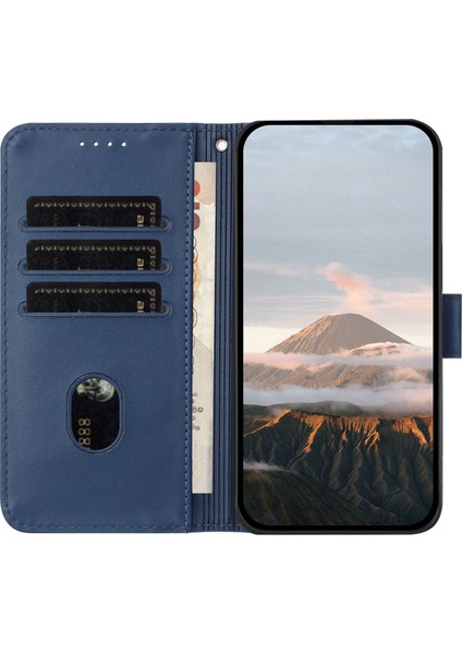 Xiaomi Poco C75 4G-Redmi 14R 5G-14C 4G Kılıf Üçgen Baskı Deri Telefon Kılıfı Kordon-Safir İle (Yurt Dışından)