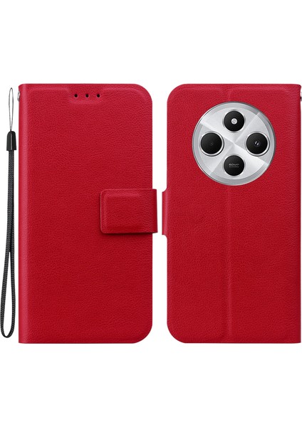 Xiaomi Redmi 14C 4G-14R 5G-Poco C75 4G Ultra-Ince Pu Deri+Tpu Kart Yuvalı Telefon Kılıfı-Kırmızı Telefon Kılıfı (Yurt Dışından)