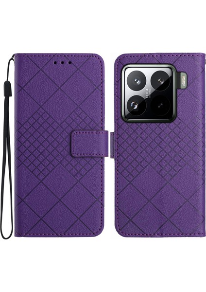 Xiaomi 15 Pro Için Baskı Pu Deri Flip Folyo Kapak-Koyu Mor (Yurt Dışından)