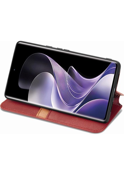Xiaomi Redmi Note 14 Pro 5G Kılıf Pu Deri Cüzdan Telefon Kapağı-Kırmızı (Yurt Dışından) modelleri