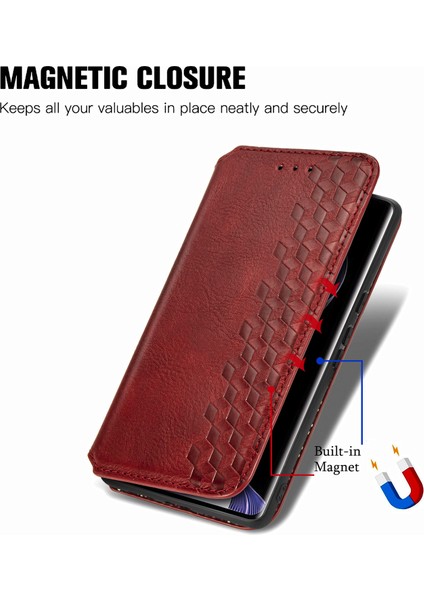 Xiaomi Redmi Note 14 Pro 5G Kılıf Pu Deri Cüzdan Telefon Kapağı-Kırmızı (Yurt Dışından) fırsatları