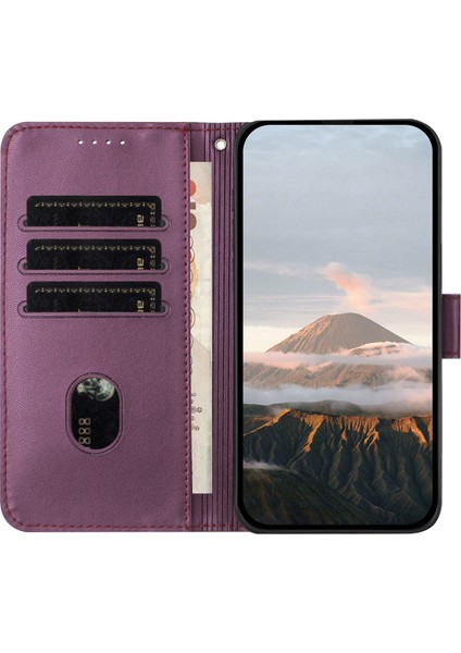 Xiaomi Poco C75 4G-Redmi 14R 5G-14C 4G Kılıf Üçgen Baskı Deri Telefon Kılıfı Kordon-Koyu Mor Için (Yurt Dışından)