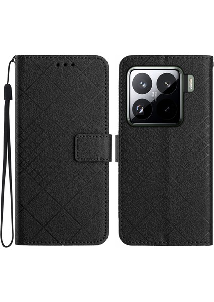 Xiaomi 15 Pro Için Baskı Pu Deri Flip Folyo Kapak-Siyah (Yurt Dışından)