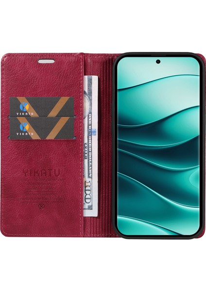 Xiaomi Redmi Note 14 5G Kılıf Manyetik Kapatma Deri Telefon Kapağı Litchi Doku-Şarap Kırmızısı Için (Yurt Dışından) fiyatları