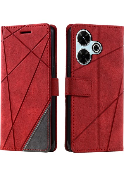 Xiaomi Redmi 13 5G-4G-Poco M6 4G-Redmi Note 13R 5G Ekleme Cüzdan Telefon Kapağı-Kırmızı (Yurt Dışından)