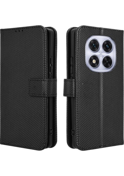 Xiaomi Redmi Note 14 Pro+ 5G-Note 14 Pro 5G Kılıf Pu Deri Elmas Dokulu Cüzdan Telefon Kapağı-Siyah (Yurt Dışından)