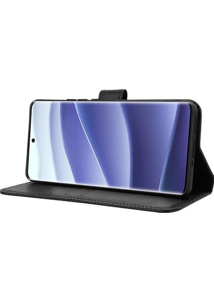 Xiaomi Redmi Note 14 Pro+ 5G-Note 14 Pro 5G Kılıf Pu Deri Elmas Dokulu Cüzdan Telefon Kapağı-Siyah (Yurt Dışından)